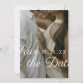 Moderne redactionele script foto save the date (Voorkant)