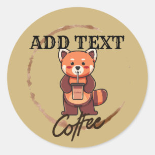 Moderne redpanda koffie thee op maat Shop name Ronde Sticker