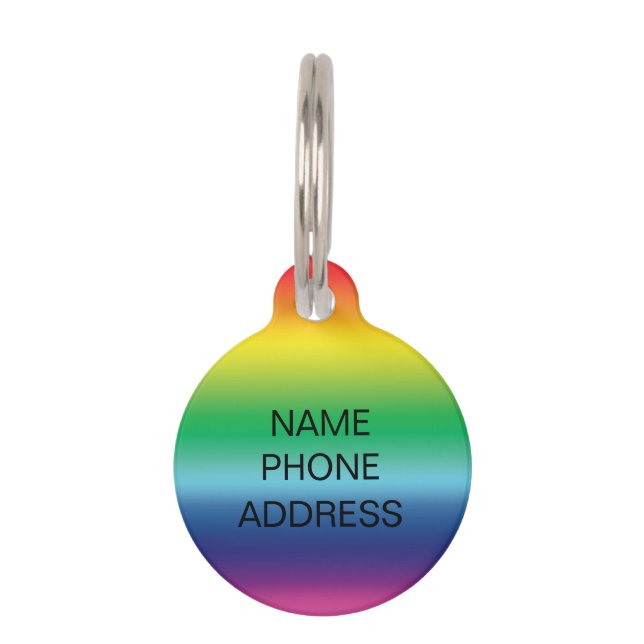 Moderne regenboog, aangepaste naam contactinfo hon huisdierpenning (Voorkant)