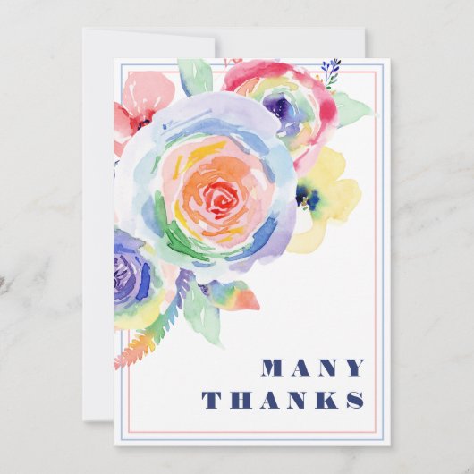 Moderne Regenboog Bloemen LGBTQ Bruiloft Bedankkaart (Voorkant)