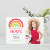 Moderne regenboog eerste verjaardag kaart (Staand voorkant)