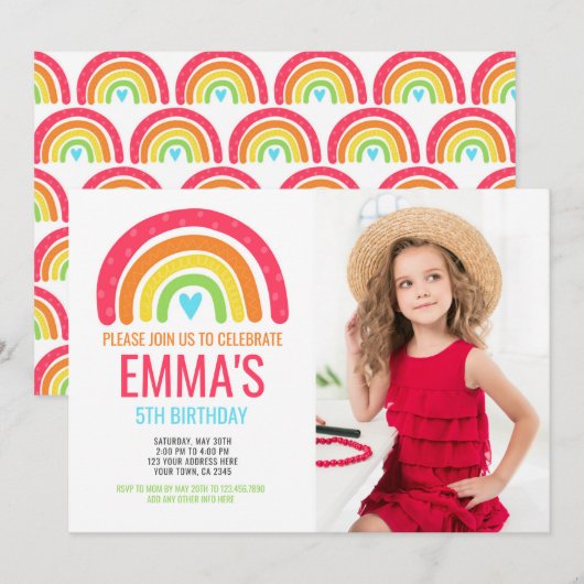 Moderne regenboog eerste verjaardag kaart (Voorkant / Achterkant)