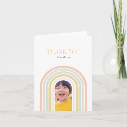 Moderne Regenboog Foto Bedankkaart (Voorkant)