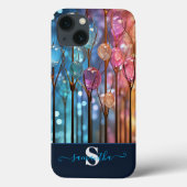 Moderne regenboog glitter edelstenen monogram Case-Mate iPhone case (Achterkant)