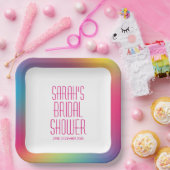 Moderne regenboog holografische verloop bruiloft f papieren bordje (Feest)