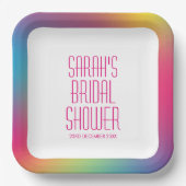 Moderne regenboog holografische verloop bruiloft f papieren bordje (Voorkant)