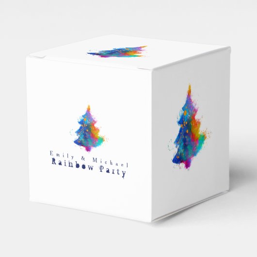 Moderne Regenboog Kerstboom Custom Klein Bedankdoosjes (Voorkant Zijde)