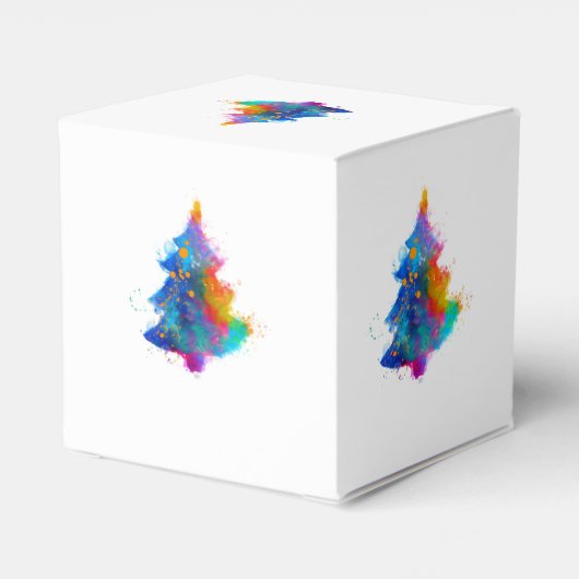 Moderne Regenboog Kerstboom Custom Klein Bedankdoosjes (Achterkant)