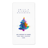 Moderne Regenboog Kerstboom Verticale Adres Etiket (Voorkant)