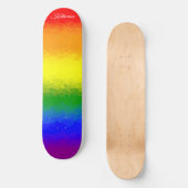 Moderne Regenboog Mozaïek Script Naam Skateboard (Voorkant)