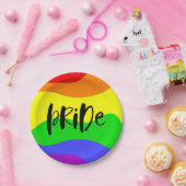 Moderne regenboog papieren bordje (Feest)
