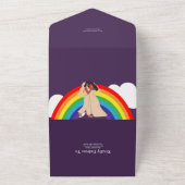 Moderne regenboog twee bruidjes LGBTQ bruiloft All In One Uitnodiging (Buitenkant)