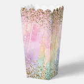 Moderne regenboog Waterverf chique gouden glitter Bedankdoosjes (Achterkant)