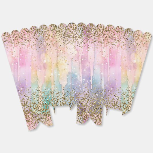 Moderne regenboog Waterverf chique gouden glitter Bedankdoosjes (Ongevouwen)