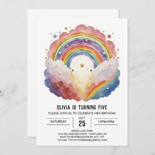 Moderne regenboog wolken verjaardag kaart (Voorkant / Achterkant)