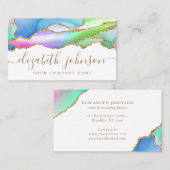 Moderne regenbooggoudglitter Agate Marble Visitekaartje (Voorkant / Achterkant)