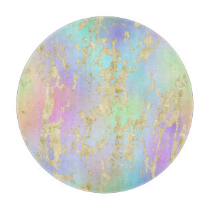 Moderne regenbooggradiënt en gouden marmerpatroon snijplank