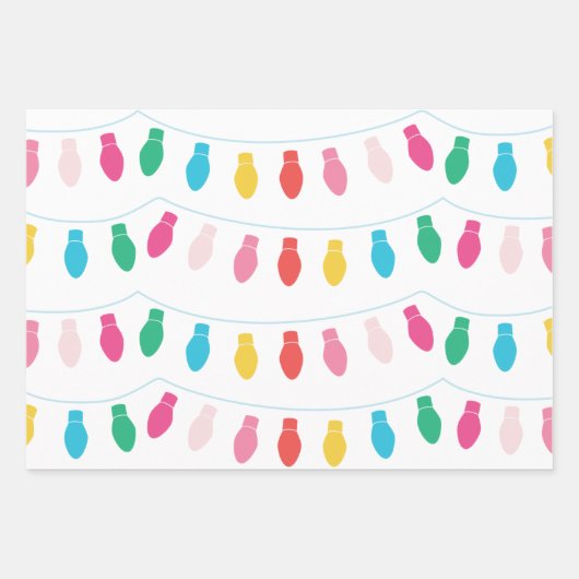 Moderne regenboogkerstboom en tekenlampjes inpakpapier vel (Voorkant 2)