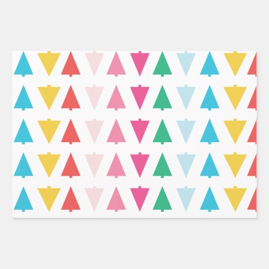 Moderne regenboogkerstboom en tekenlampjes inpakpapier vel (Voorkant)