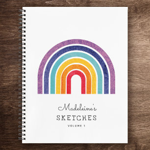 Moderne regenboogkinderen aangepaste naam-schetsen notitieboek
