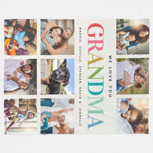 Moderne regenboogliefde grootmafotocollage familie fleece deken (Voorkant (Horizontaal))