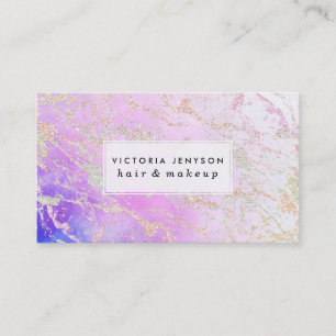 Moderne regenbooglitter marmer op nebulaire waterv visitekaartje