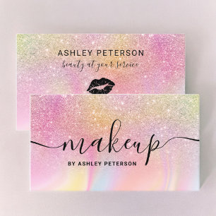 Moderne regenbooglitter marmer roze make-up visitekaartje