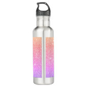 Moderne regenbooglitter monogram waterfles  (Achterkant)