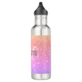 Moderne regenbooglitter monogram waterfles  (Rechts)