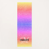 Moderne regenbooglitter monogram yogamat (Voorkant)