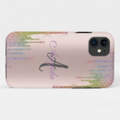 Moderne regenboogstang, Roos Gold, monogram Case-Mate iPhone Case (Achterkant (horizontaal))