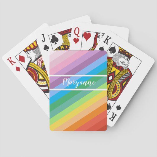 Moderne regenboogstripes toevoegen naamscript pokerkaarten (Achterkant)