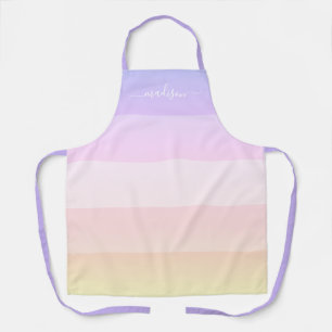 Moderne regenboogstrips met scriptnaam apron schort