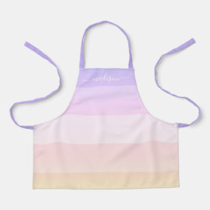 Moderne regenboogstrips met scriptnaam apron schort