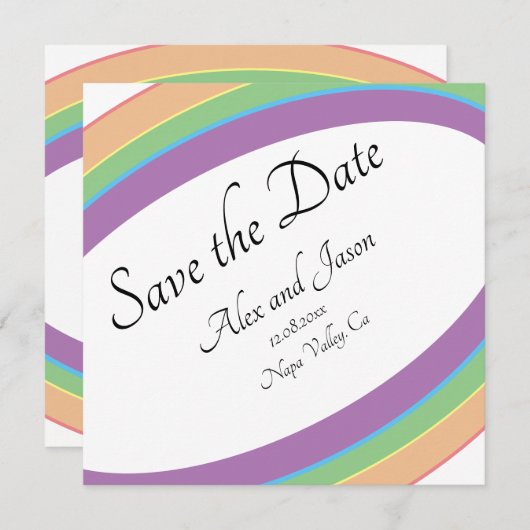 Moderne regenboogweddenschap bespaart de datum (Voorkant / Achterkant)