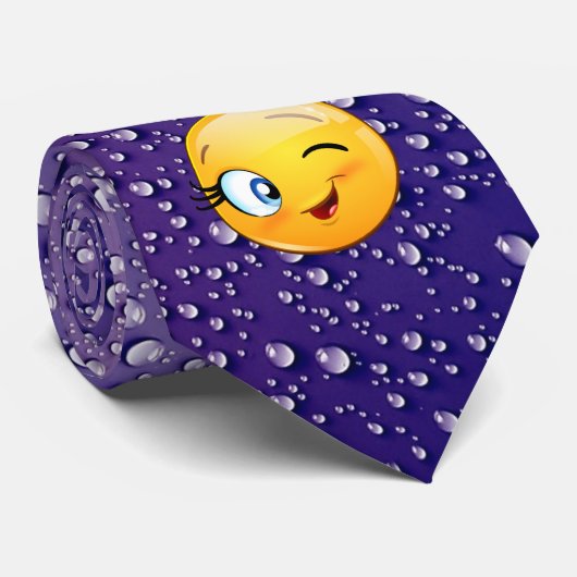 Moderne regendruppels, Emoji Winking Stropdas (Opgerold)