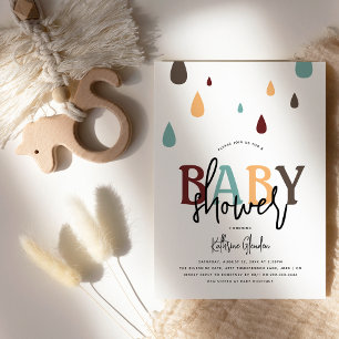 Moderne regendruppels geslachtsneutrale babyshower kaart