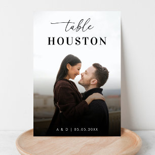 Moderne Reizen Thema Bestemming Naam Foto Bruiloft Kaart