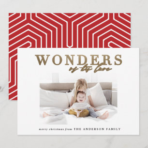 Moderne religieuze chic gouden multi foto Kerstmis Feestdagenkaart