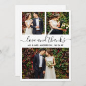 Moderne Rendy Calligrafiescript Wedding 3 Foto's Bedankkaart (Voorkant / Achterkant)