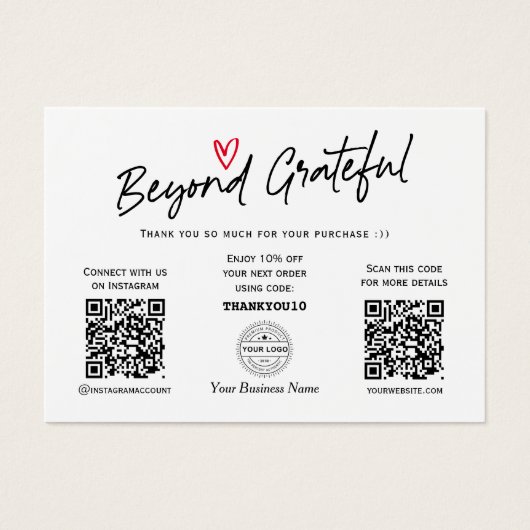 Moderne rendy Calligraphy QR Code Cadeaucertificaa Visitekaartje (Voorkant)