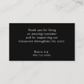 Moderne restaurant Hartelijk dank voor zwarte fork Visitekaartje (Achterkant)