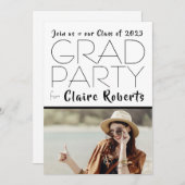 Moderne Retro 1 Photo Graduation Party Invitation (Devant / Derrière)