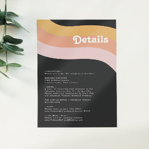 Moderne retro 70: donkere regenboog details informatiekaartje