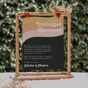 Moderne Retro 70 Rainbow Dark Unplugged Ceremony Poster