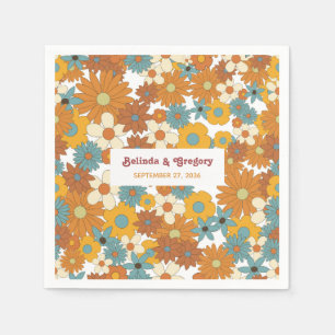 Moderne Retro 70's Kleurrijke Bloemen Hippie Bruil Servet