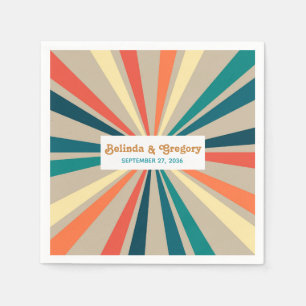 Moderne Retro 70's Kleurrijke Regenboog Bruiloft Servet