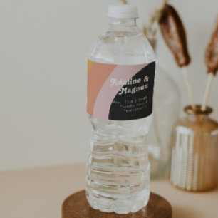 Moderne Retro 70's Rainbow Dark Water Bottle Label Waterfles Etiket