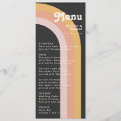 Moderne Retro 70's Rainbow Dark Wedding Dinner Men Menu (Voorkant)