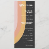 Moderne Retro 70's Rainbow Dark Wedding Programme (Devant)